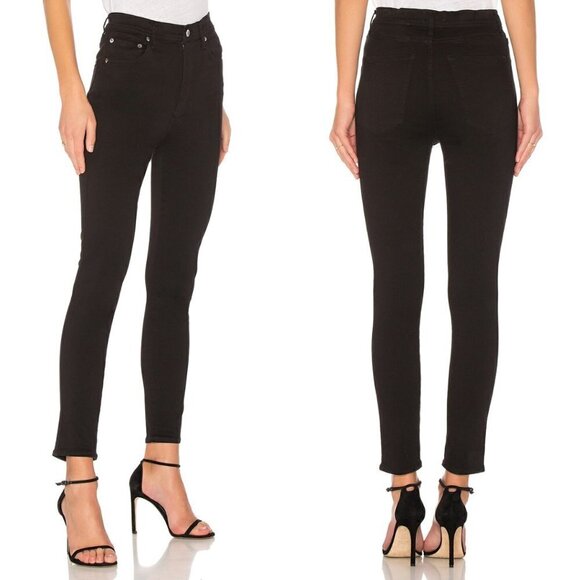 Agolde Roxanne Black Super High Rise Skinny Denim Jeans - Size 25 - Picture 2 of 16